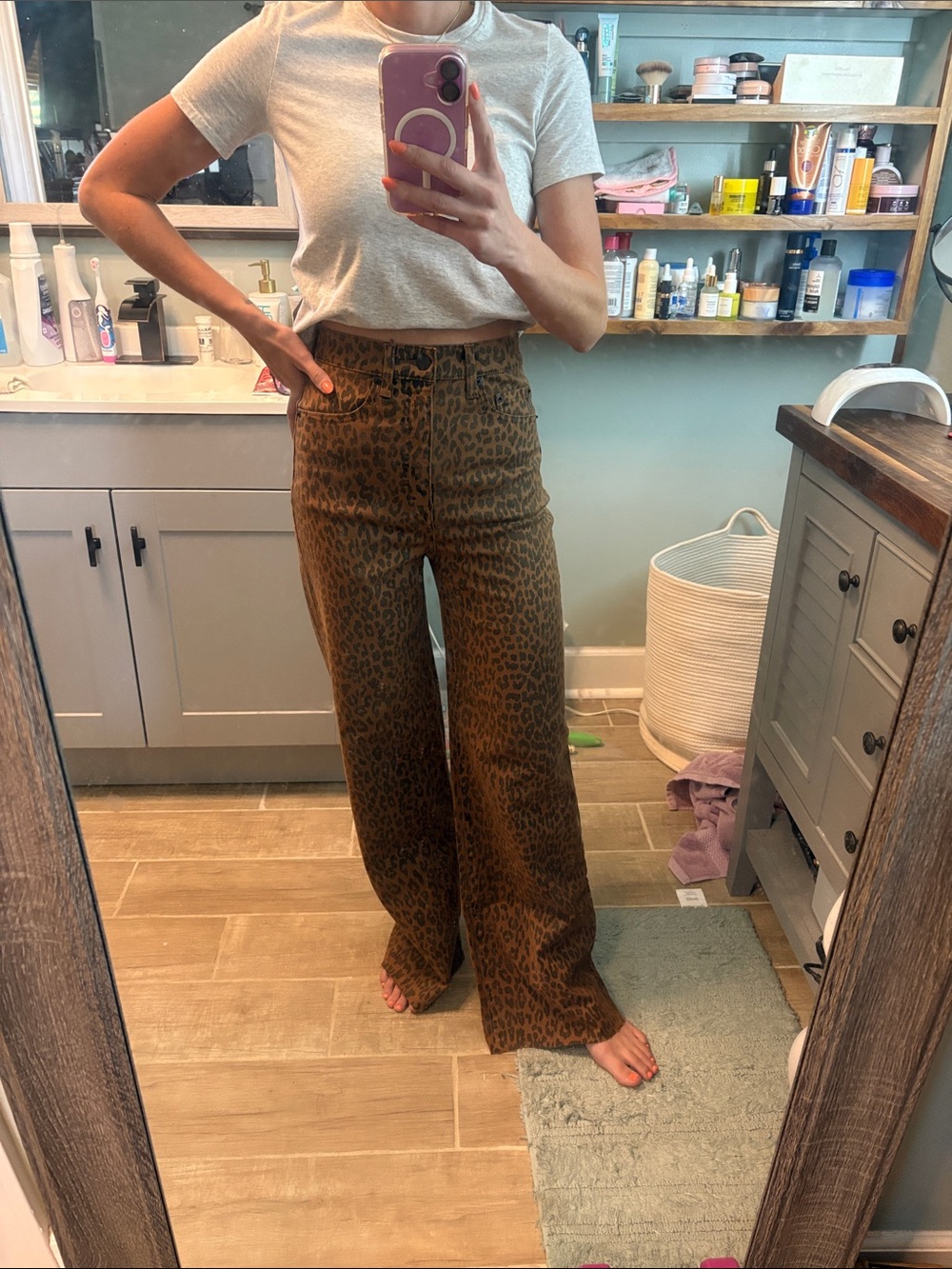 Leopard Print High-Waist Men Pants in Brown